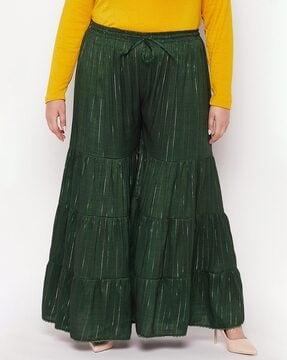 striped shararas with elasticated drawstring waist