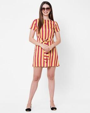 striped shift dress