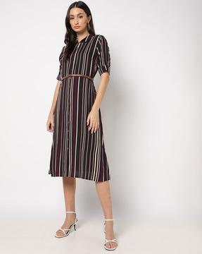 striped shirt dress with belt