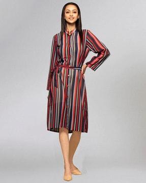 striped shirt dress with belt