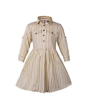 striped shirt dress with flap pocket