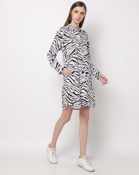 striped shirt dress with insert pockets