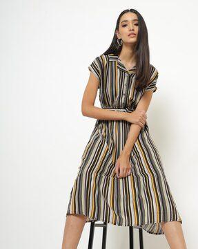 striped shirt dress with tie-up
