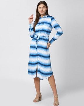 striped shirt dress with tie-up