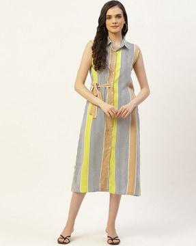 striped shirt dress with tie-up