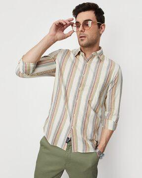 striped shirt slim fit with patch pocket