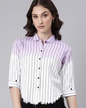 striped shirt with 3/4th sleeves