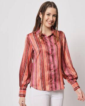 striped shirt with bishop-sleeves