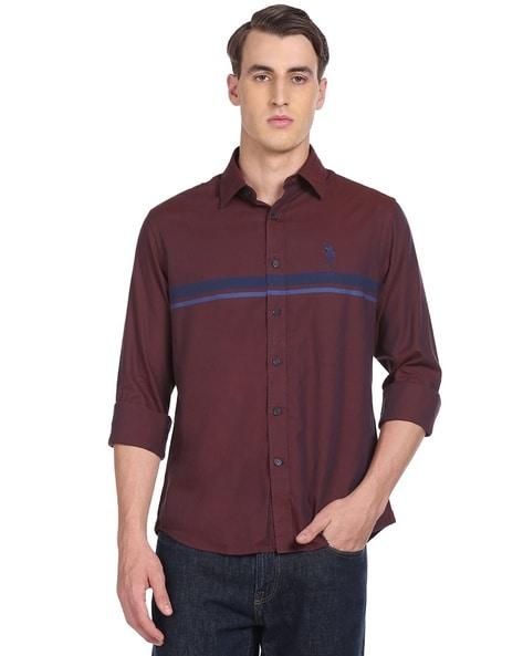 striped shirt with brand embroidery