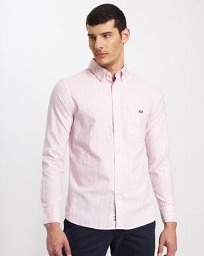 striped shirt with button-down collar