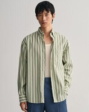 striped shirt with button-down collar
