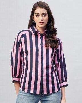 striped shirt with cuffed sleeves