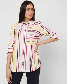 striped shirt with cuffed sleeves