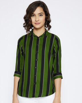 striped shirt with curved hemline