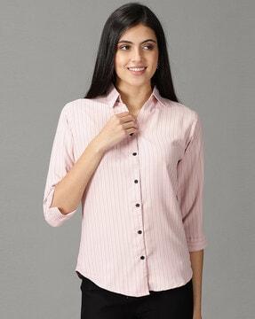 striped shirt with curved hemline