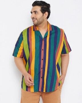 striped shirt with cutaway-collar
