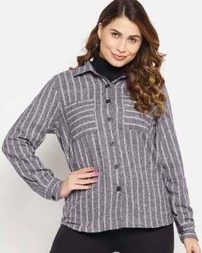 striped shirt with flap pockets
