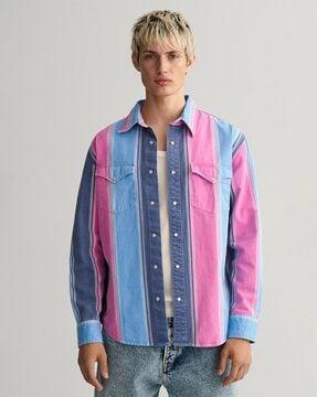 striped shirt with flap pockets