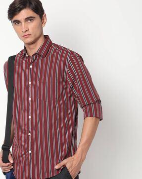 striped shirt with patch pocket