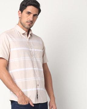 striped shirt with patch pocket