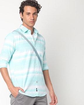 striped shirt with patch pocket