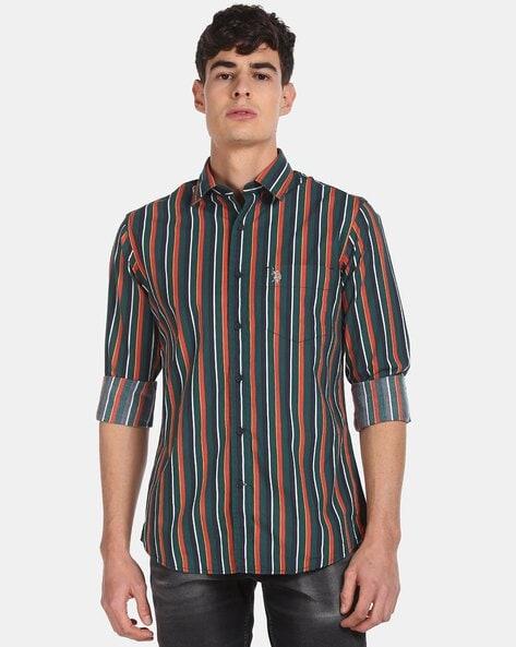 striped shirt with patch pocket