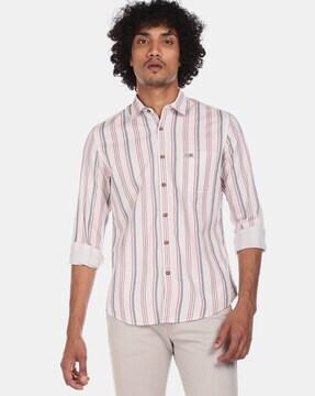 striped shirt with patch pocket