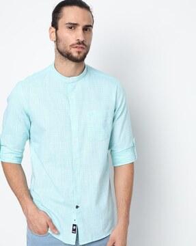 striped shirt with patch pocket