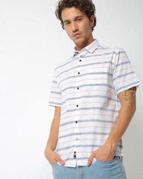 striped shirt with patch pocket