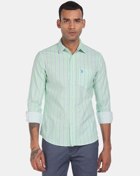 striped shirt with patch pocket