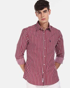 striped shirt with patch pocket