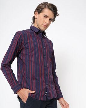 striped shirt with patch pocket