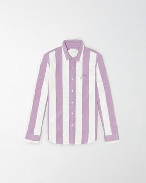 striped shirt with patch pocket