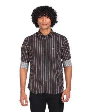 striped shirt with patch pocket