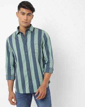 striped shirt with patch pocket