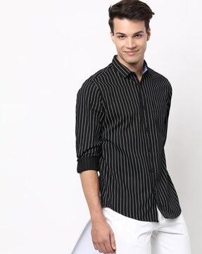 striped shirt with patch pocket