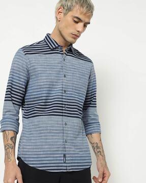 striped shirt with patch pocket