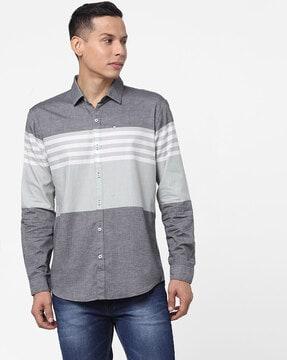 striped shirt with patch pocket