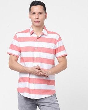 striped shirt with patch pocket