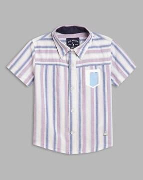 striped shirt with patch pocket