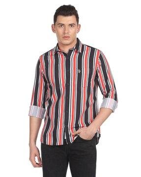 striped shirt with patch pocket