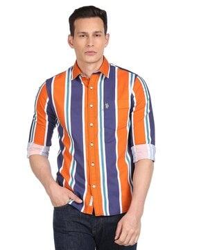 striped shirt with patch pocket