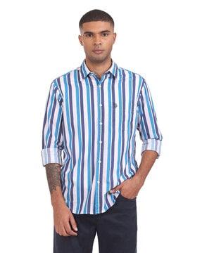 striped shirt with patch pocket