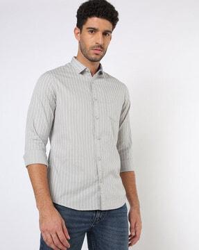 striped shirt with patch pocket