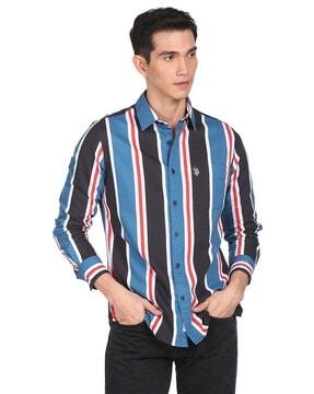 striped shirt with patch pocket