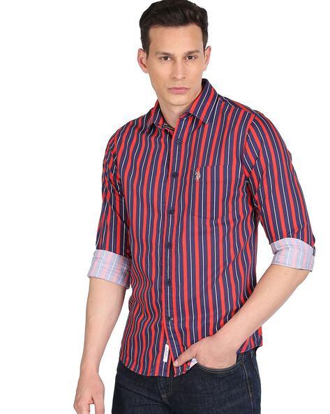 striped shirt with patch pocket