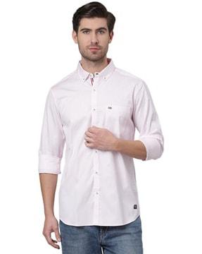 striped shirt with patch pocket