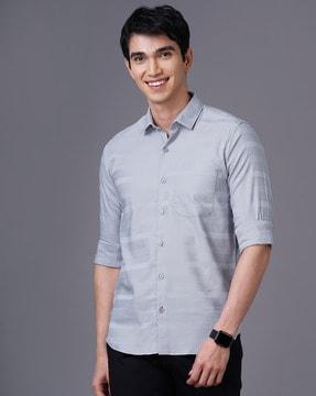 striped shirt with patch pocket