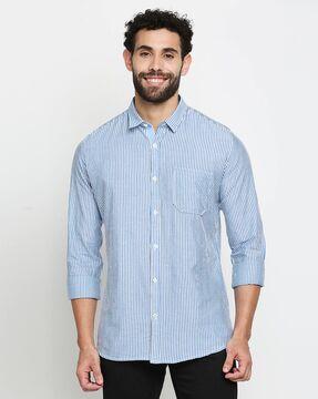 striped shirt with patch pocket