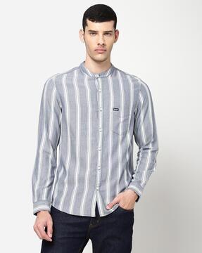 striped shirt with patch pocket